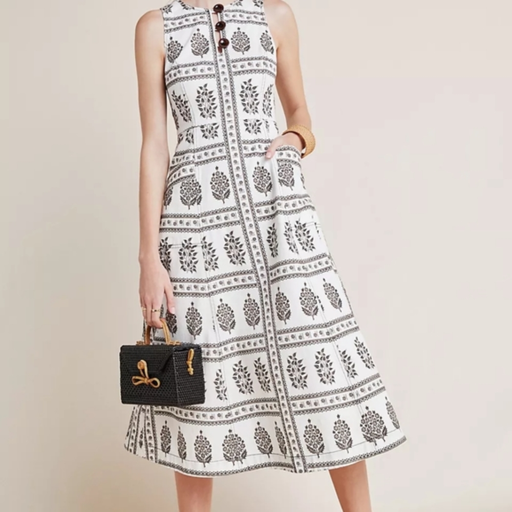 Anthropologie Woodblock Midi Dress size 18W